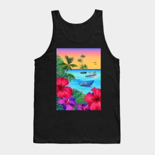 Tropical Sunset Beach Scene 3 Tank Top